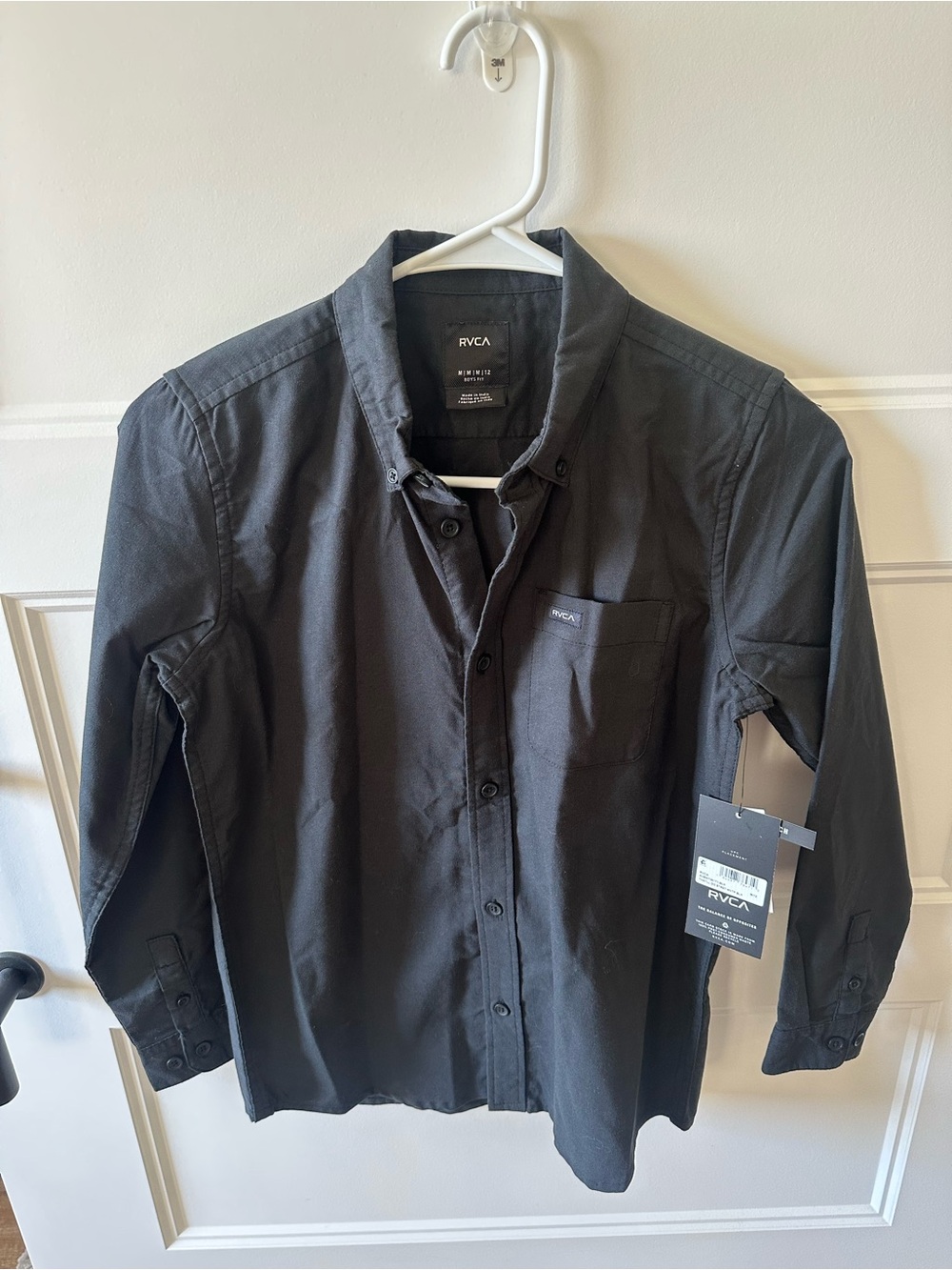 RVCA Boys Black Long-Sleeve Button-Up Shirt